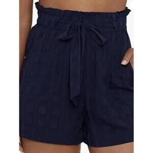 Polo Ralph Lauren Woven Plaid Beach Wear Tie Shorts Navy Size Medium 2”
